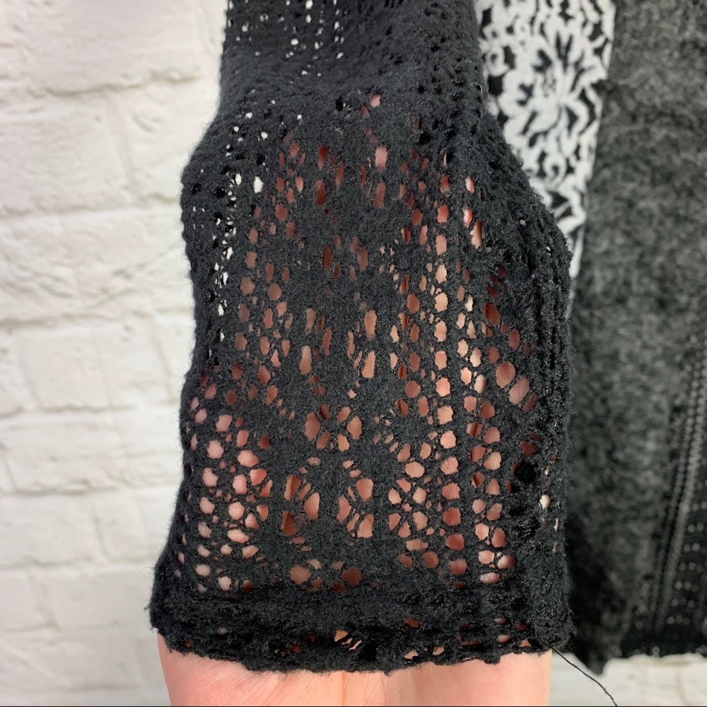 Areve Boho Mixed Media Open Front Cardigan Sweater - image 4